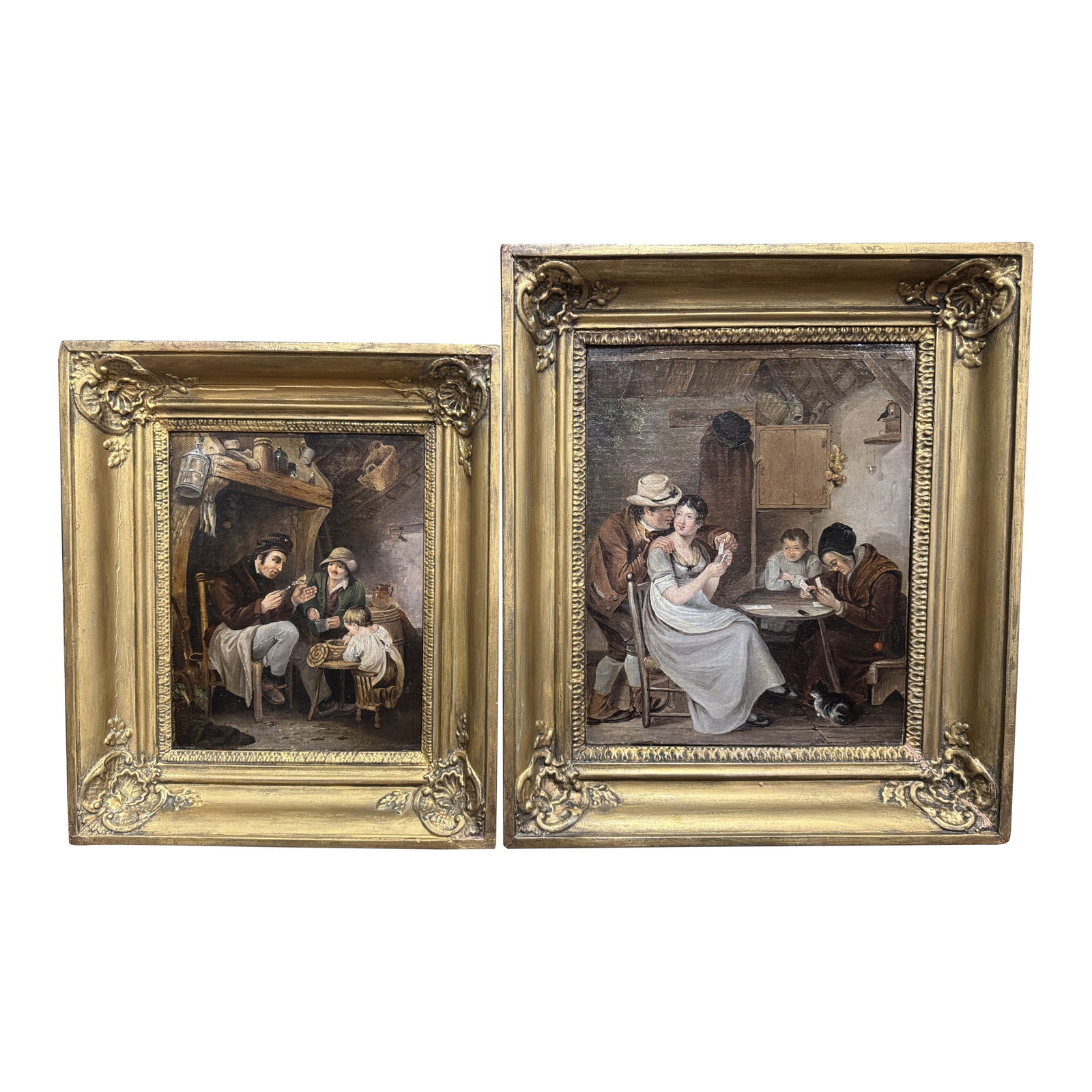 19th Century French Giltwood Framed Oil Paintings Set of Two (1 of 9)