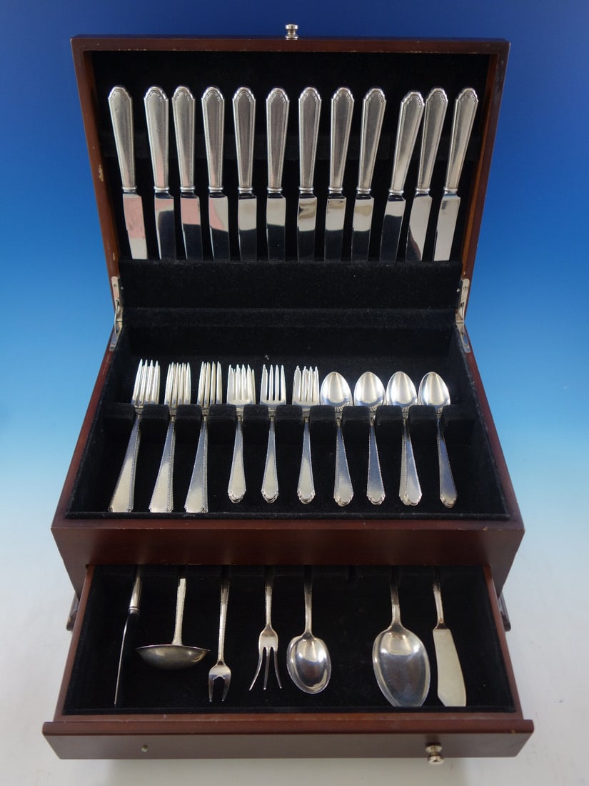 Lunt William and Mary Sterling Silver Flatware Set 55 Pieces for 12: Lunt William and Mary Sterling Silver Flatware Set 55 Pieces for 12 This exquisite William and Mary flatware set by Lunt provides service for 12 and includes 55 pieces crafted from sterling silver. Th