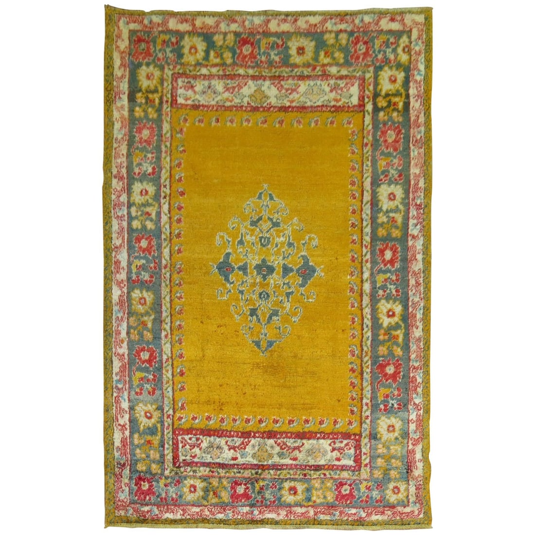 Antique Angora Oushak Rug Early 20th Century Hand-Woven Turkish 49 x 75: Antique Angora Oushak Rug Early 20th Century Hand-Woven Turkish 49 x 75 Presenting a stunning early 20th century Antique Angora Oushak Rug, hand-woven from high-quality Angora and wool. This exquisite