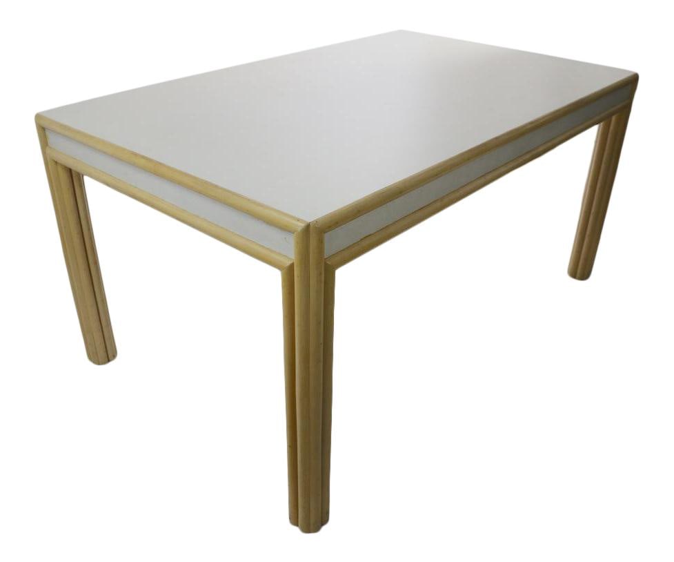 Large Ficks Reed Bamboo and Formica Dining Conference Table: Large Ficks Reed Bamboo and Formica Dining Conference Table This impressive large dining table features a sturdy bamboo frame complemented by a sleek formica top and trim. Originally designed for dini