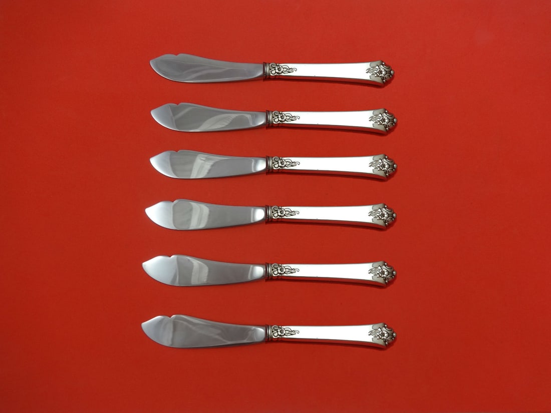 Royal Crest Castle Rose Sterling Silver 6pc Trout Knife Set: Royal Crest Castle Rose Sterling Silver 6pc Trout Knife Set Enhance your dining experience with this exquisite Castle Rose 6-piece Trout Knife Set by Royal Crest. Made from sterling silver with hollow