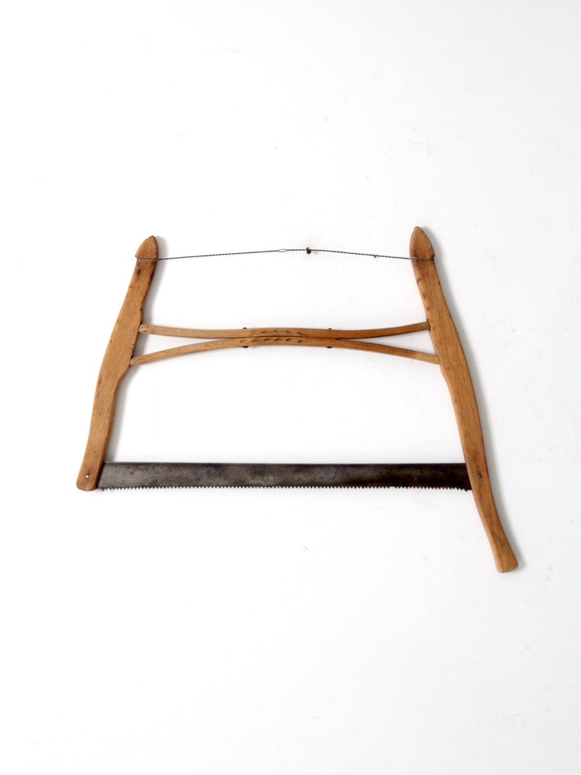 Antique Curved Buck Saw with Leaf Pattern Rustic Decor (1 of 10)