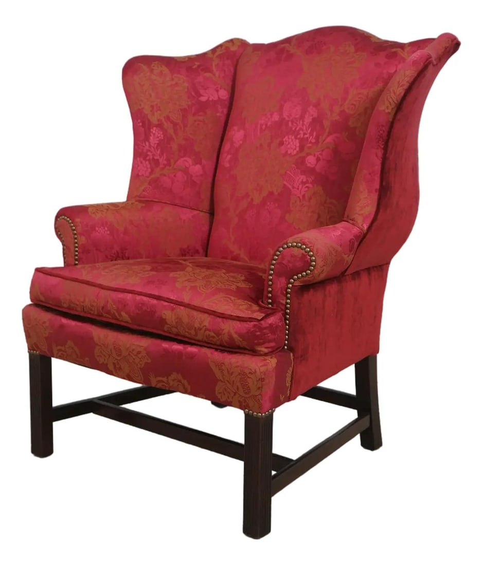 Stickley Chippendale Wing Back Easy Chair Newly Upholstered: Stickley Chippendale Wing Back Easy Chair Newly Upholstered This Stickley Colonial Williamsburg Chippendale Style Wing Back Easy Chair combines classic design with exceptional craftsmanship. Featuring