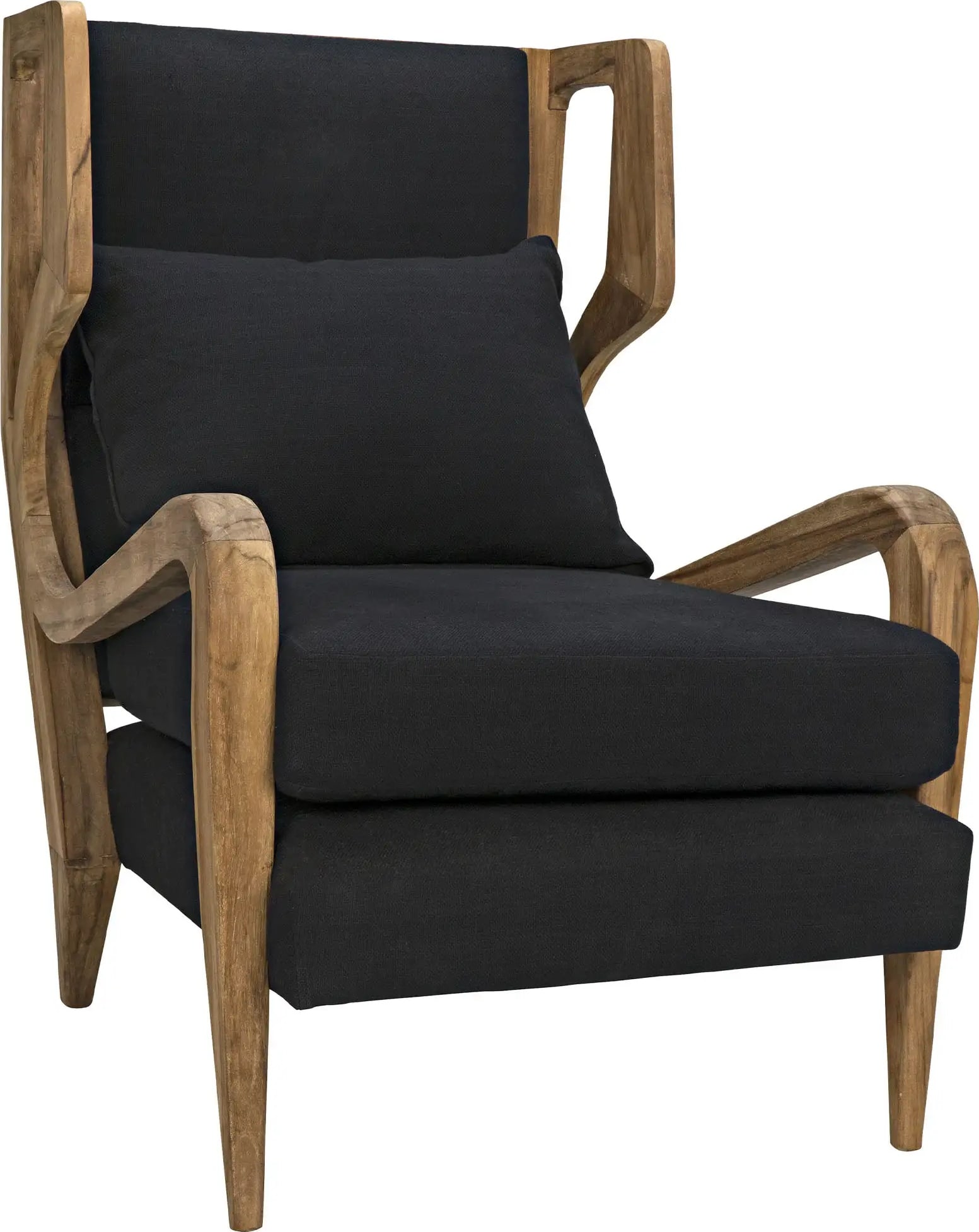 Noir Black Waxed Teak Occasional Chair 40.5H 29.5W 36.5D: Noir Black Waxed Teak Occasional Chair 40.5H 29.5W 36.5D Introducing the Black Waxed Teak Occasional Chair, a stylish and modern addition to your living space. This chair features a beautiful waxed fi