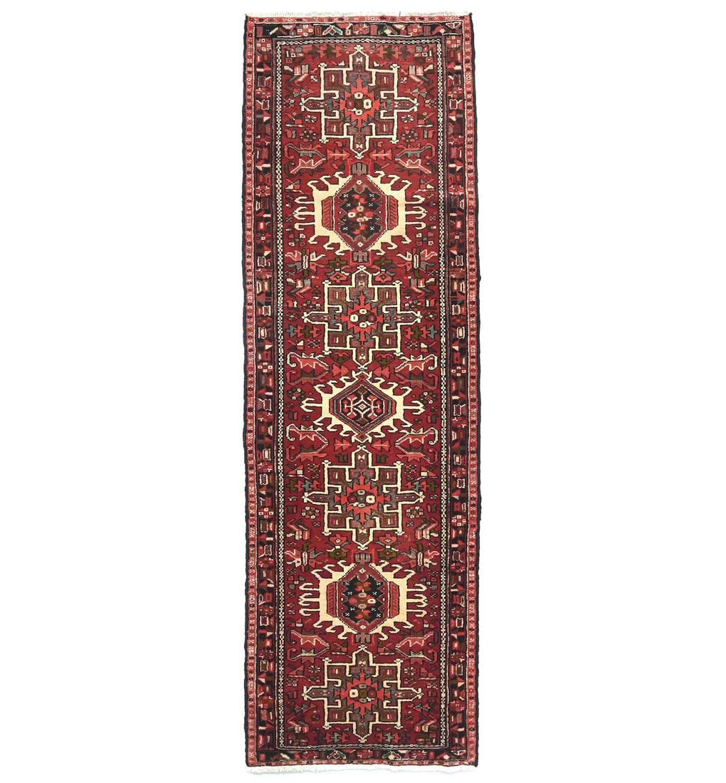 Vintage Tribal Design Hand-Knotted Wool Runner Rug 2'10 x 9'3: Vintage Tribal Design Hand-Knotted Wool Runner Rug 2'10 x 9'3 Enhance your living space with this stunning vintage hand-knotted Oriental runner rug, featuring a captivating tribal design. This piece s