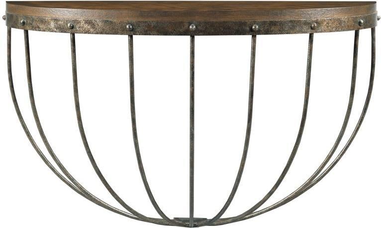 Woodbridge Tobacco Finish Wall-Mounted Demilune Console Table: Woodbridge Tobacco Finish Wall-Mounted Demilune Console Table This elegant wall-mounted demilune console table features a classic antique or vintage style, perfect for enhancing your home decor. With