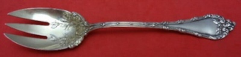 Durgin Madame Royale Sterling Silver Ice Cream Fork Gold Wash 5 3/4": Durgin Madame Royale Sterling Silver Ice Cream Fork Gold Wash 5 3/4" This exquisite ice cream fork is part of the Madame Royale pattern by Durgin, crafted from fine sterling silver. Measuring 5 3/4 in