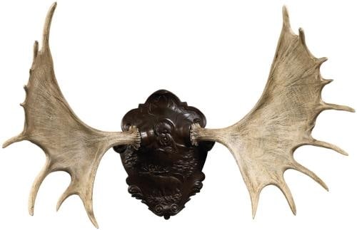 Rustic Moose Horn Wall Trophy Resin Ivory Finish Lodge Style (1 of 1)