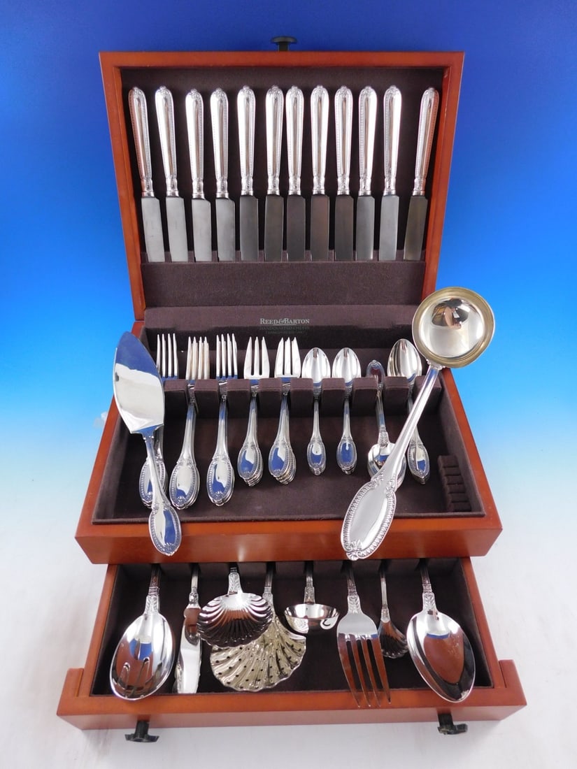 Buccellati Empire Sterling Silver Flatware Set for 12 - 71 Pieces, Italy: Buccellati Empire Sterling Silver Flatware Set for 12 - 71 Pieces, Italy Experience the elegance of Italian craftsmanship with this exceptional 71-piece Sterling Silver Flatware Set from Buccellati, r