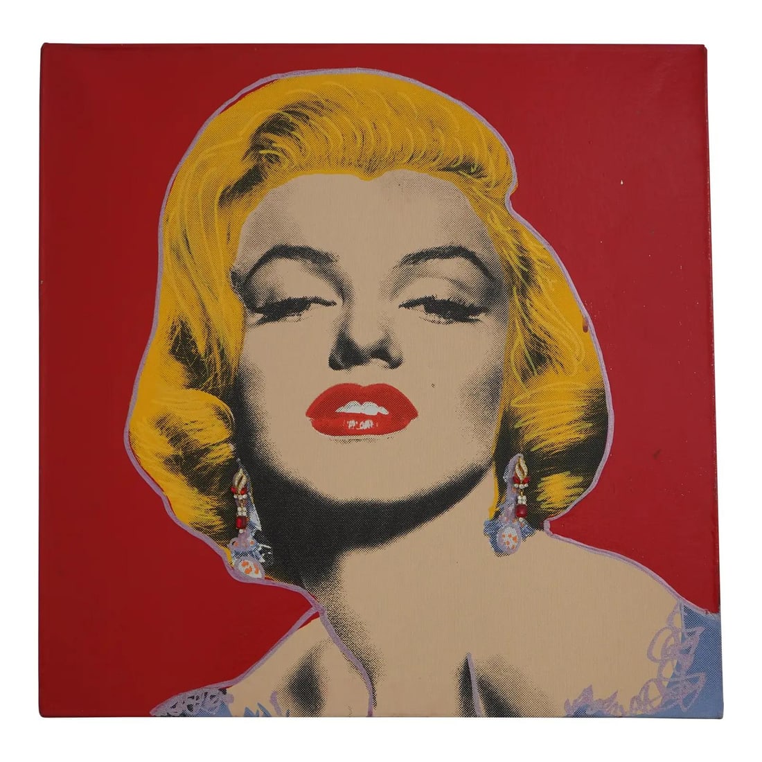 Oil on Canvas Artwork by Steve Kaufman Featuring Marilyn Monroe Pop Art: Oil on Canvas Artwork by Steve Kaufman Featuring Marilyn Monroe Pop Art This pop style oil painting on canvas by Steve Kaufman features an image of Marilyn Monroe. Created approximately 50 years ago,