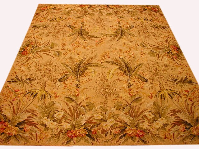 Exquisite 8 x 10 Ivory Aubusson Needle Point Rug Floral Design: Exquisite 8 x 10 Ivory Aubusson Needle Point Rug Floral Design Free continental US Shipping Transform your living space with this stunning 8 x 10 Ivory Aubusson Needle Point Rug, a perfect blend of el