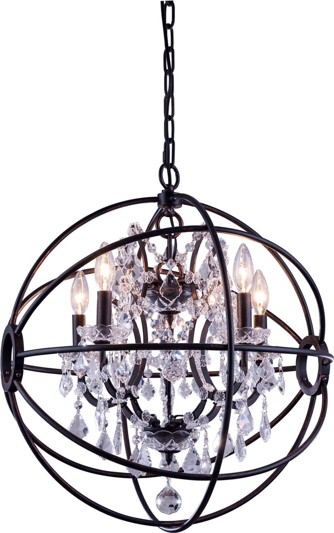 Elegant Lighting Neo-Classical Pendant Lamp in Clear Crystal Dark Bronze: Elegant Lighting Neo-Classical Pendant Lamp in Clear Crystal Dark Bronze Illuminate your space with this exquisite Neo-Classical Bronze Pendant Light, designed to add a touch of vintage elegance to an