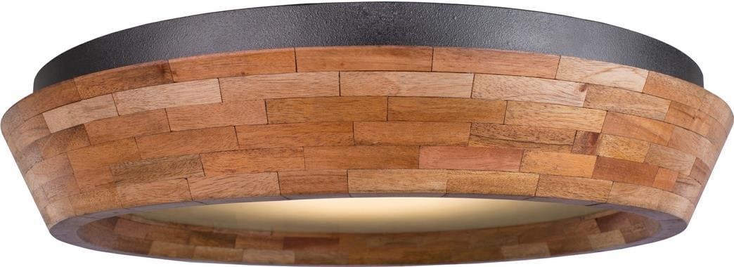 Kalco Lansdale Rustic Wood Iron Flush Mount Ceiling Light 18 Inch: Kalco Lansdale Rustic Wood Iron Flush Mount Ceiling Light 18 Inch Illuminate your space with this Bold Rustic Wood and Iron Ceiling Light, designed in a European rustic style. Crafted from durable woo