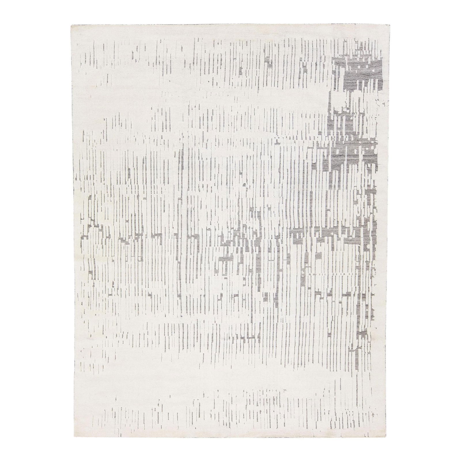 Ivory Handmade Wool Moroccan Style Rug 9'2 x 11'11: Ivory Handmade Wool Moroccan Style Rug 9'2 x 11'11 Enhance your space with this exquisite modern Moroccan style hand-knotted wool rug. Featuring a light gray field adorned with ivory accents, this rug