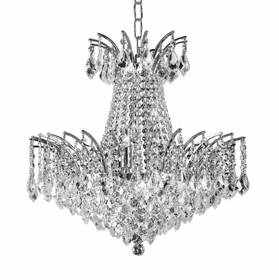 Artistry Maria Theresa 11-Light Chrome Crystal Chandelier 24in: Artistry Maria Theresa 11-Light Chrome Crystal Chandelier 24in Illuminate your space with the exquisite Maria Theresa 11-Light Crystal Chandelier. This stunning French Empire-style fixture features a