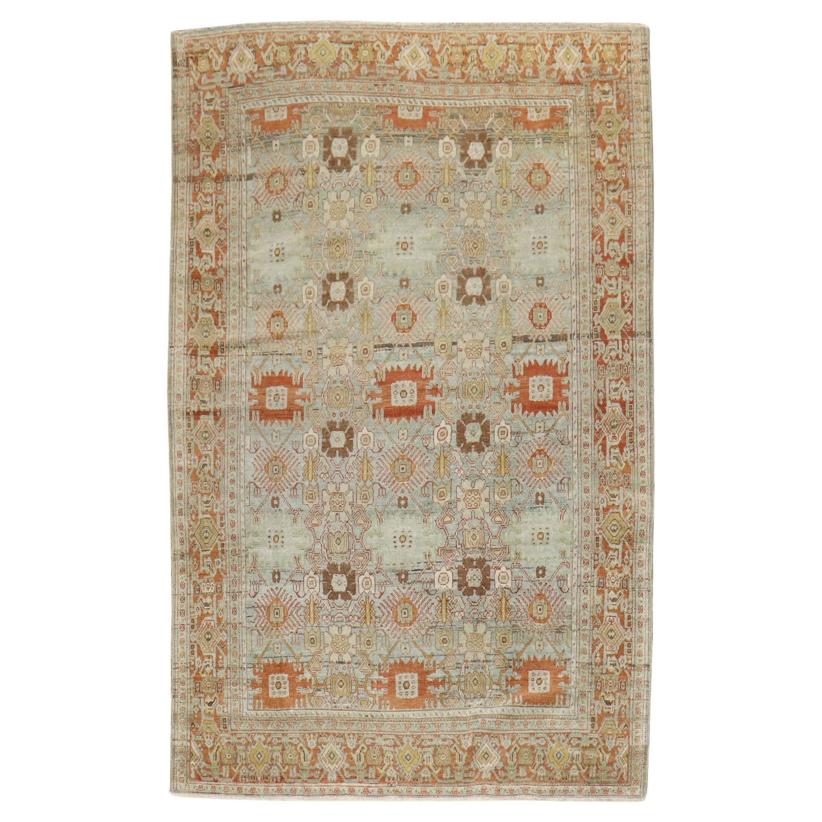 Zabihi Collection Antique Persian Senneh Accent Rug 4'4 x 6'8 Hand-Woven Wool Iran: Zabihi Collection Antique Persian Senneh Accent Rug 4'4 x 6'8 Hand-Woven Wool Iran Discover the charm of the Zabihi Collection Antique Persian Senneh Accent Rug, a stunning piece that embodies the ele