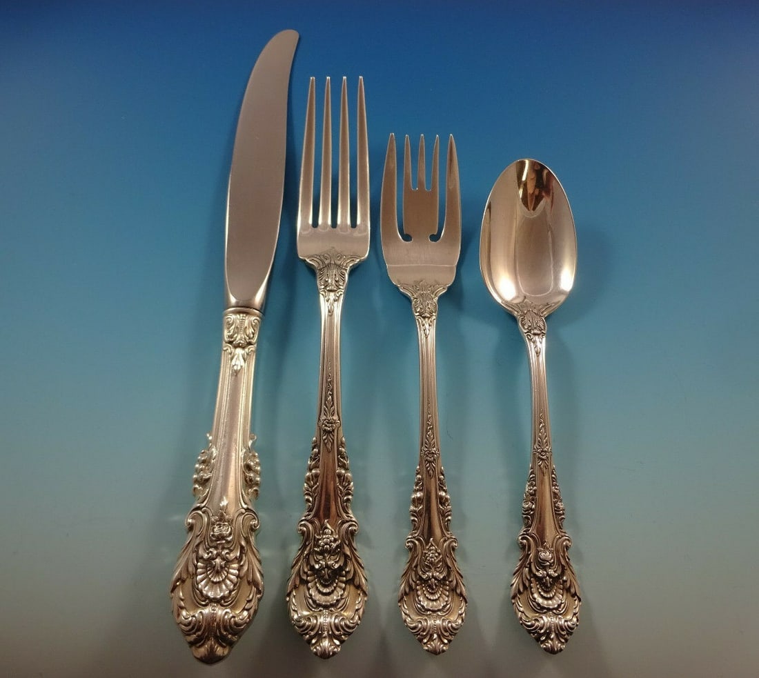 Wallace Sir Christopher Sterling Silver Flatware Set 29 Pieces for 6: Wallace Sir Christopher Sterling Silver Flatware Set 29 Pieces for 6 Elevate your dining experience with the Sir Christopher by Wallace Sterling Silver Flatware Set, designed for service for six and c