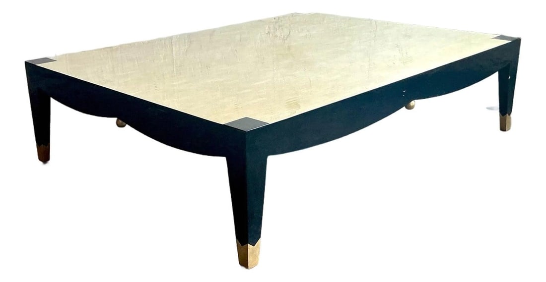 Vintage 1980s Enrique Garcel Bone Coffee Table Black Lacquer Gold Leaf (1 of 10)