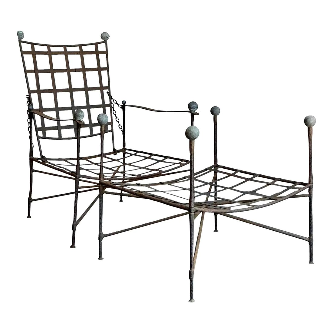 Vintage Maurizio Tempestini Wrought Iron Lounge Chair and Ottoman Set: Vintage Maurizio Tempestini Wrought Iron Lounge Chair and Ottoman Set This exceptional Vintage Lounge Chair and Ottoman set, inspired by Maurizio Tempestini for Salterini, showcases a stunning blend o