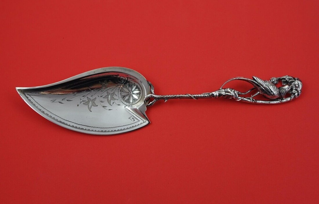 Whiting Sterling Silver Ice Cream Server Figural Bird 11.25 Inches: Whiting Sterling Silver Ice Cream Server Figural Bird 11.25 Inches This exquisite sterling silver ice cream server, crafted by Whiting Manufacturing Company in the Art Silver style circa 1860-1883, fe