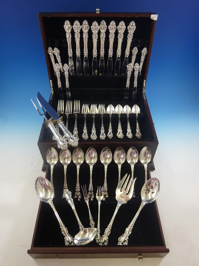 Reed and Barton Spanish Baroque Sterling Silver Flatware Set 56 Pieces with Storage Chest: Reed and Barton Spanish Baroque Sterling Silver Flatware Set 56 Pieces with Storage Chest Experience the elegance of the Spanish Baroque collection by Reed and Barton, a stunning sterling silver flatw