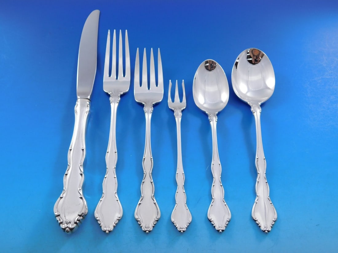 Oneida Bountiful Sterling Silver Flatware Set for 12 - 77 Pieces: Oneida Bountiful Sterling Silver Flatware Set for 12 - 77 Pieces Discover the elegance of the Bountiful Flatware Set by Oneida, comprising 77 exquisite pieces crafted from high-quality sterling silver