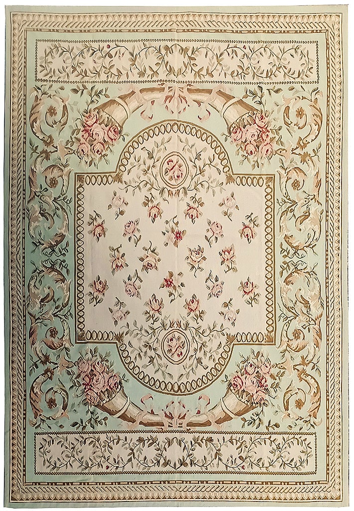 8x10 Handwoven French Aubusson Flat Weave Rug Light Green: 8x10 Handwoven French Aubusson Flat Weave Rug Light Green Free continental US Shipping Enhance your living space with the exquisite 8 x 10 French Aubusson Flat Weave Rug in Light Green. This stunning