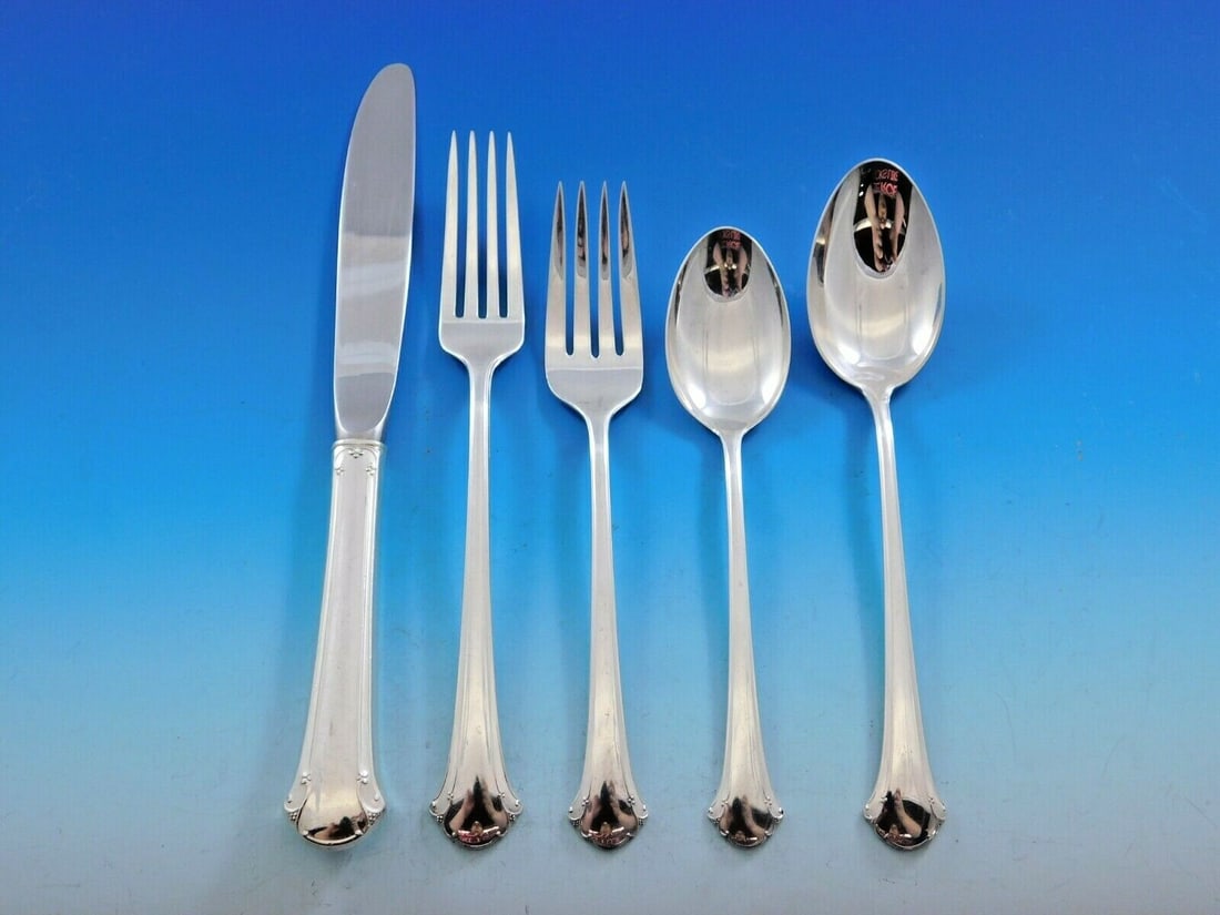 Towle Chippendale Sterling Silver Flatware Set for 12 - 68 Pieces with Storage Chest: Towle Chippendale Sterling Silver Flatware Set for 12 - 68 Pieces with Storage Chest Elevate your dining experience with this exquisite Chippendale flatware set by Towle, a stunning collection that pe