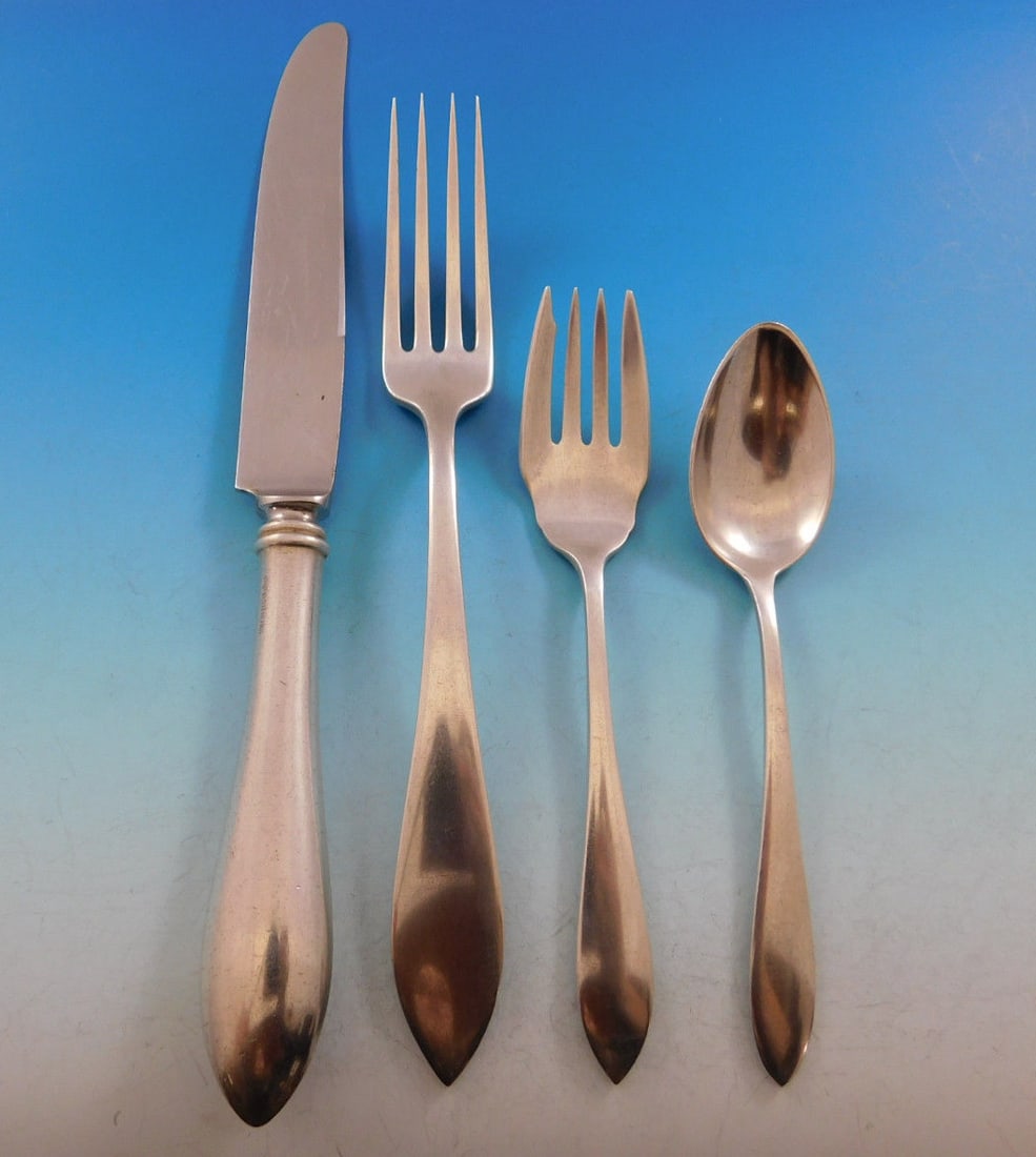 Watson John Adams Sterling Silver Flatware Set 37 Pieces Service for 6: Watson John Adams Sterling Silver Flatware Set 37 Pieces Service for 6 Introducing the exquisite John Adams Sterling Silver Flatware Service Set by Watson, featuring 37 meticulously crafted pieces per