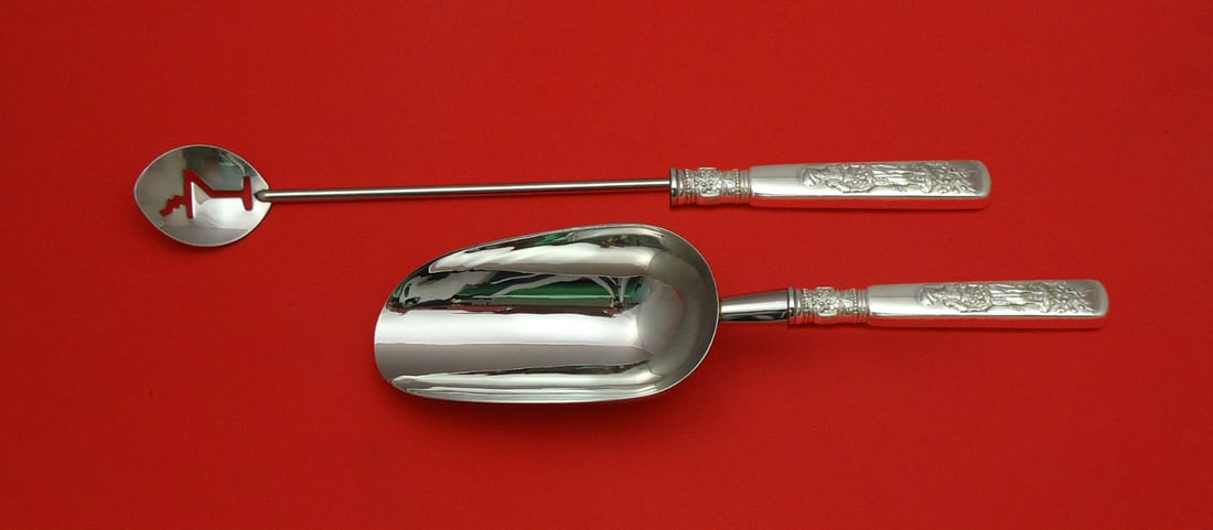 Gorham Fontainebleau Sterling Silver 2pc Bar Set Custom Made: Gorham Fontainebleau Sterling Silver 2pc Bar Set Custom Made This exquisite Fontainebleau by Gorham Sterling Silver Bar Set features a custom-made design, perfect for entertaining. The set includes a