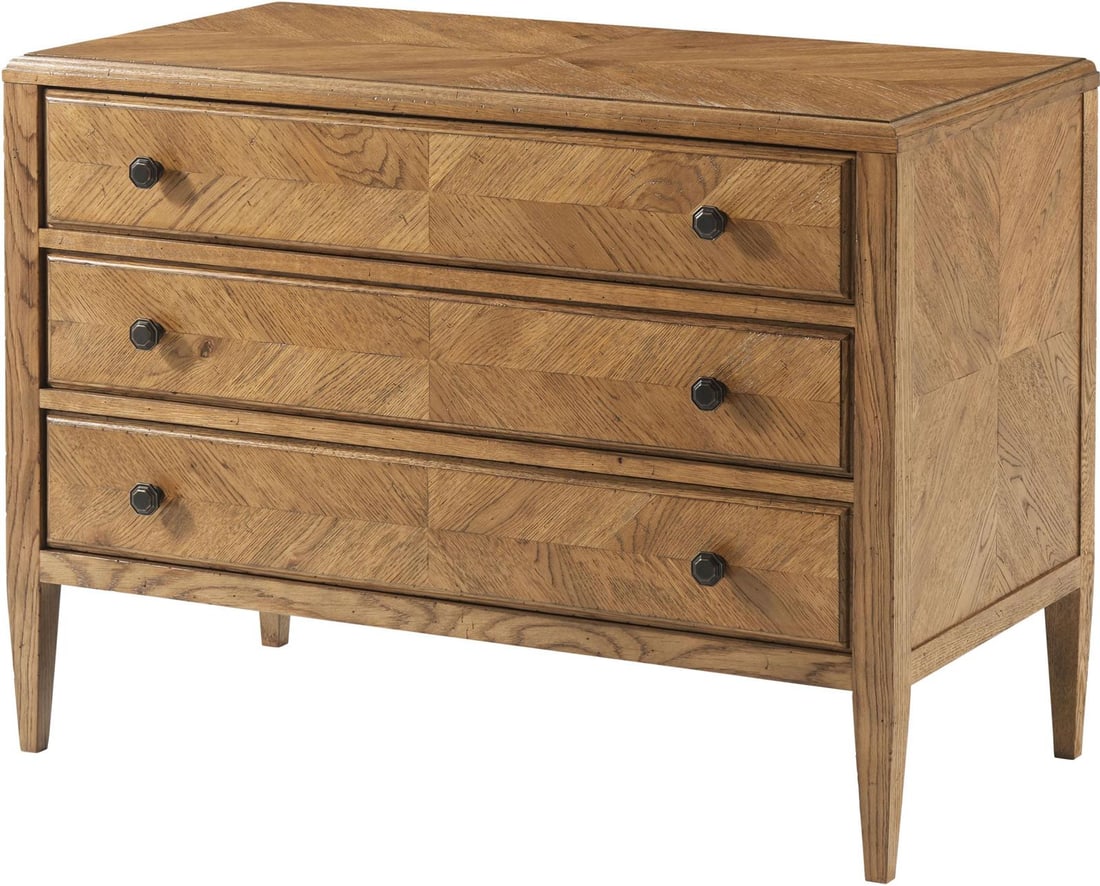 Theodore Alexander Nova Chest of Drawers Aluminum Oak Veneer: Theodore Alexander Nova Chest of Drawers Aluminum Oak Veneer Introducing the Elegant Nova Chest by Theodore Alexander, a stunning addition to any bedroom or living space. This chest of drawers feature