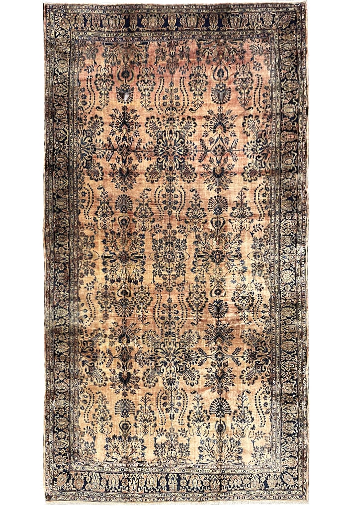 1930s Antique Persian Sarouk Rug 11.6 x 20.6 Peach Tone: 1930s Antique Persian Sarouk Rug 11.6 x 20.6 Peach Tone Free continental US Shipping This authentic antique Persian Sarouk rug features a beautiful peachy color palette and dates back to the 1930s. Wi