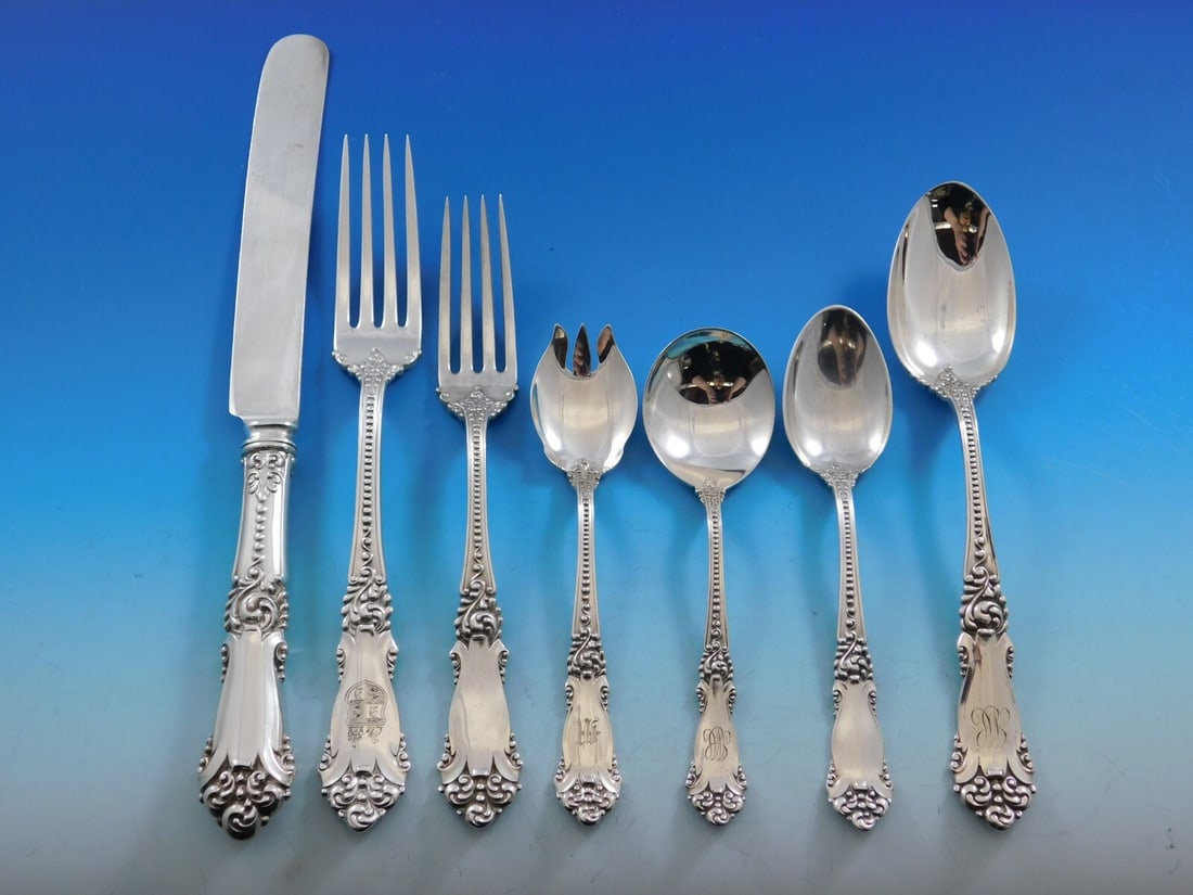 Reed & Barton La Marquise Sterling Silver Flatware Set 66 pcs Service for 8: Reed & Barton La Marquise Sterling Silver Flatware Set 66 pcs Service for 8 Discover the exquisite La Marquise flatware set by Reed & Barton, a stunning collection crafted from sterling silver. This s