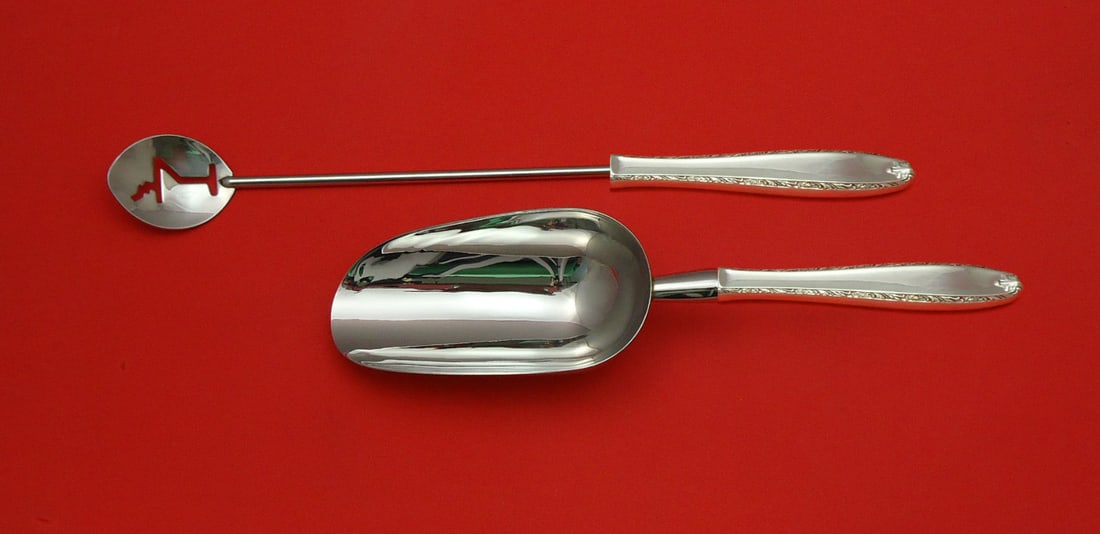 Southern Charm by Alvin Sterling Silver Custom 2pc Bar Set: Southern Charm by Alvin Sterling Silver Custom 2pc Bar Set Elevate your entertaining with this exquisite 2-piece bar set from Southern Charm by Alvin, crafted from high-quality sterling silver. This c