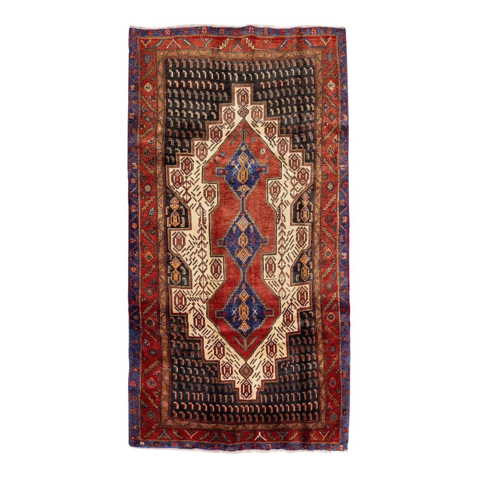 1960s Vintage Bidjar Handmade Wool Rug Red Medallion Design 4'10 x 9'1: 1960s Vintage Bidjar Handmade Wool Rug Red Medallion Design 4'10 x 9'1 This exquisite vintage Bidjar rug features a beautifully hand-knotted design in a vibrant red color field. The rug showcases an i