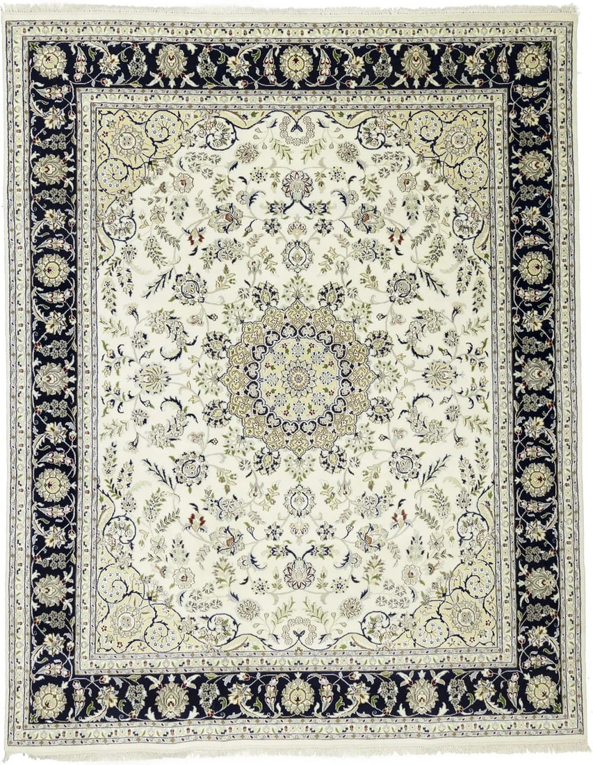 Handmade Cream Wool Floral Rug 8'0 x 10'1 Modern Design: Handmade Cream Wool Floral Rug 8'0 x 10'1 Modern Design Enhance your home decor with this exquisite Handmade Cream Wool Rug featuring a beautiful floral design. Measuring 8'0" x 10'1", this area rug i