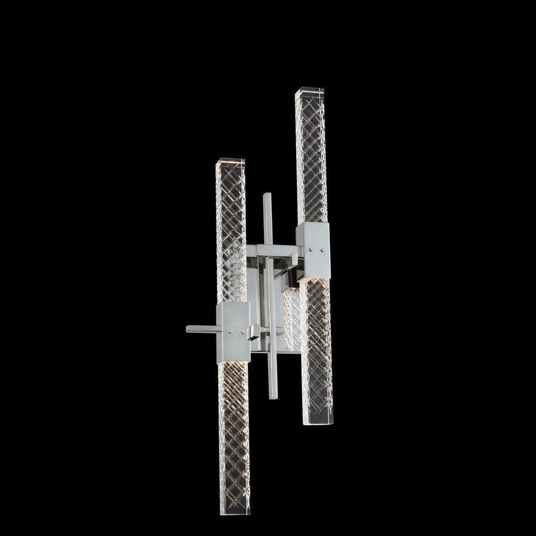 Kalco Apollo LED Wall Bracket 4-Light Contemporary Chrome Firenze Crystal: Kalco Apollo LED Wall Bracket 4-Light Contemporary Chrome Firenze Crystal Elevate your space with the Apollo LED Wall Bracket, an exquisite blend of luxury and contemporary style. Designed to enhance