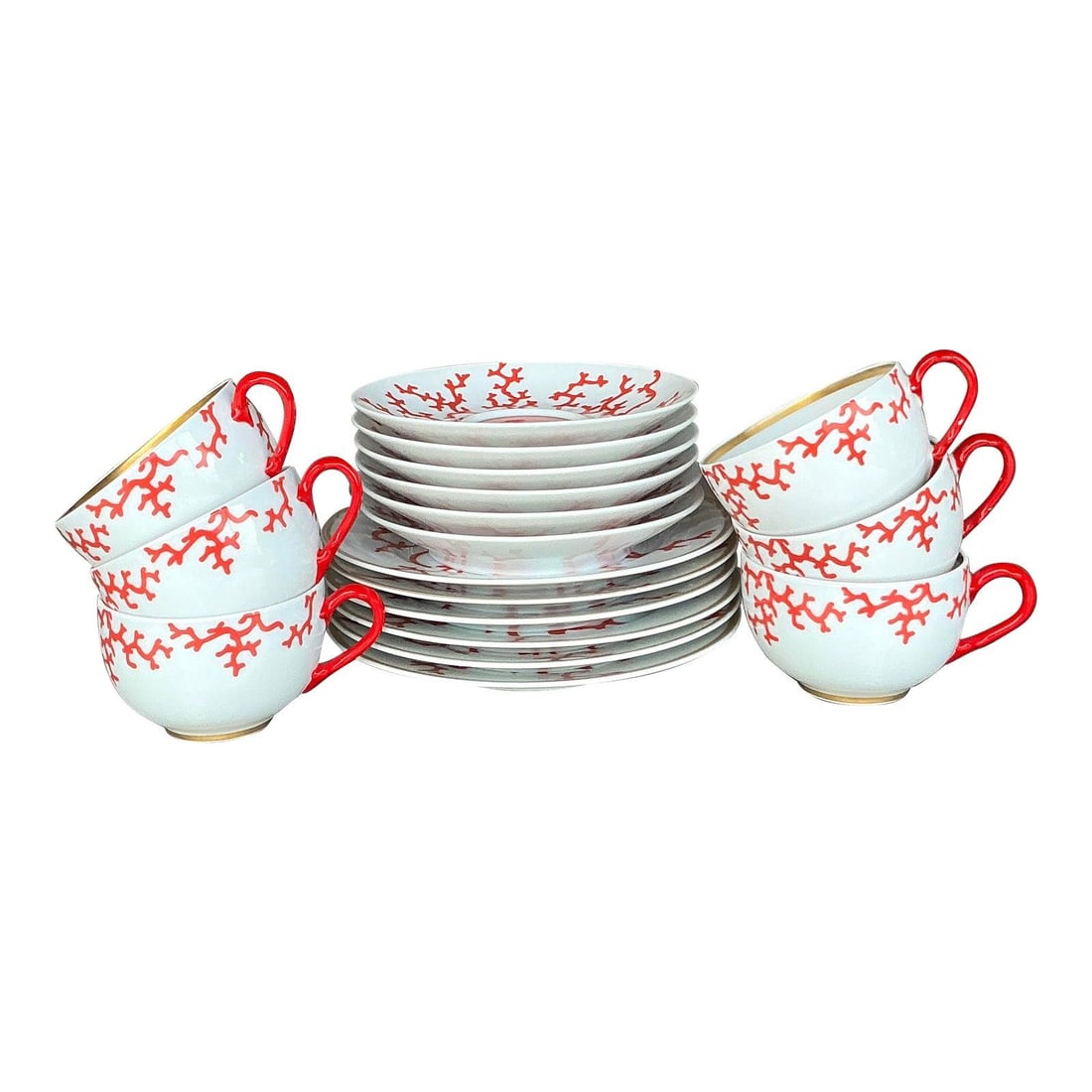 Vintage Raynaud Limoges Christobal Dessert Service for 6 - 18 Pieces: Vintage Raynaud Limoges Christobal Dessert Service for 6 - 18 Pieces Elevate your dessert presentations with this exquisite vintage dessert service for six, designed by the acclaimed Alberto Pinto for