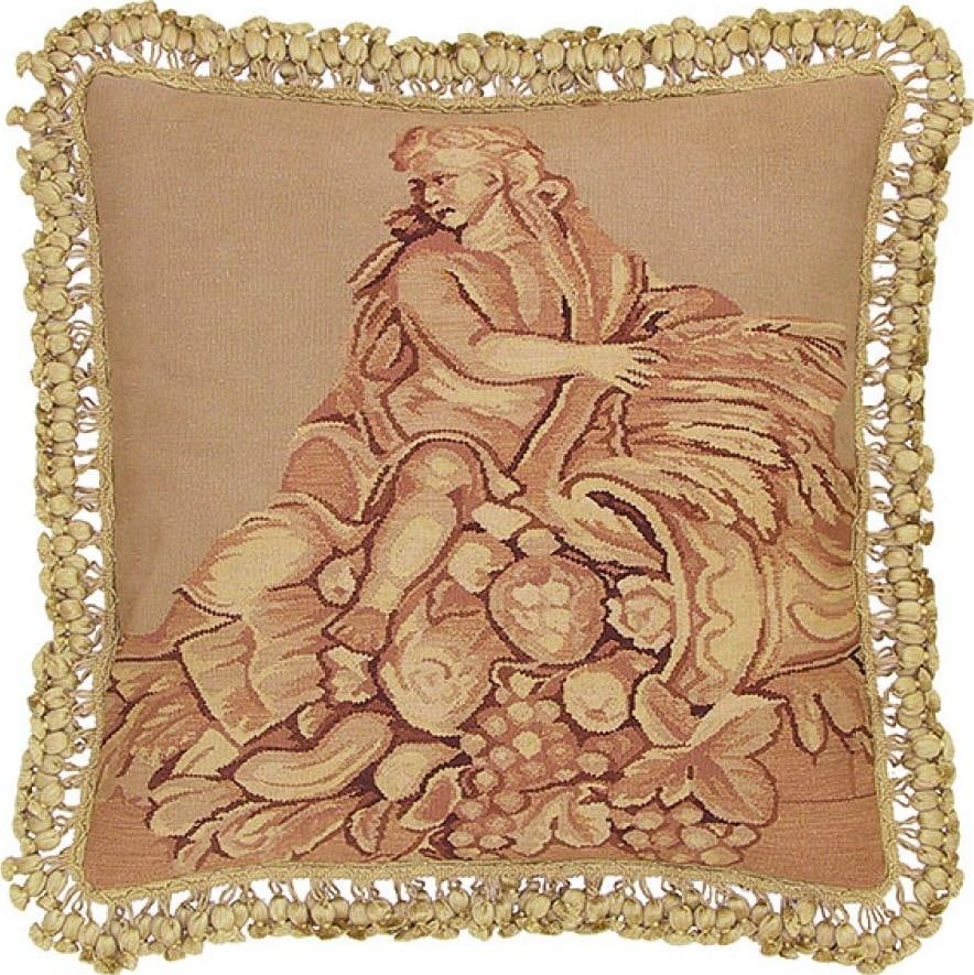 Provence Home Handwoven Aubusson Pillow with Tassel Trim 20x20: Provence Home Handwoven Aubusson Pillow with Tassel Trim 20x20 Elevate your home decor with this luxurious handwoven throw pillow, featuring a charming tassel trim. Crafted in the exquisite Aubusson s