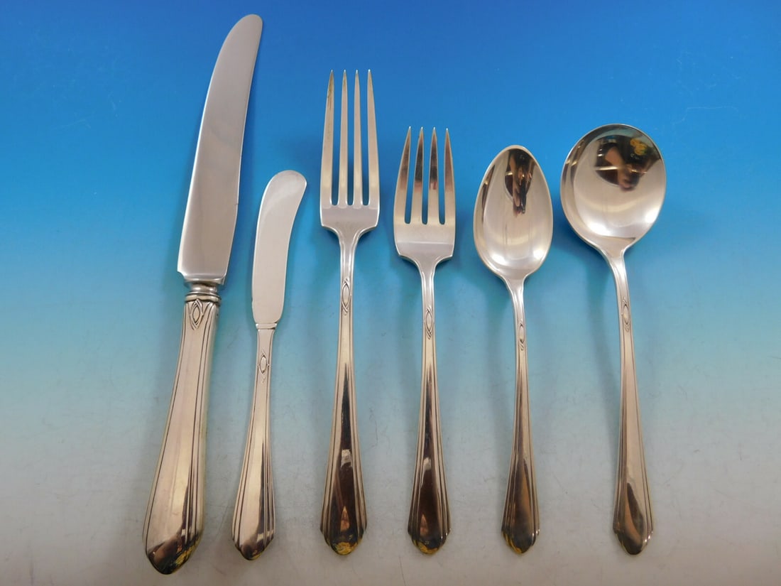 Towle Lady Diana Sterling Silver Flatware Set for 12 88 Pieces: Towle Lady Diana Sterling Silver Flatware Set for 12 88 Pieces Enhance your dining experience with the exquisite Lady Diana Sterling Silver Flatware Set by Towle, designed to serve 12 guests. This ele
