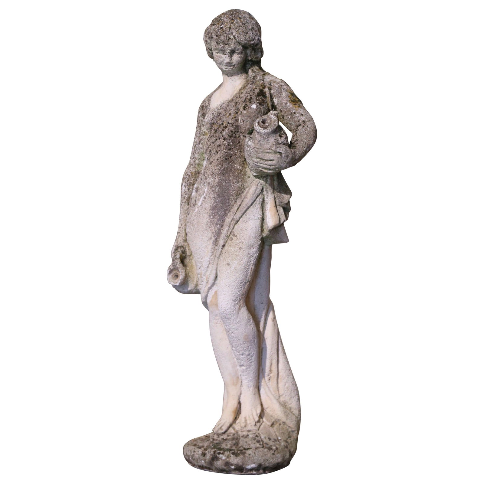 Neoclassical Early 20th Century French Garden Statue of Woman: Neoclassical Early 20th Century French Garden Statue of Woman Enhance your outdoor space with this exquisite Early 20th Century French Garden Statue, a stunning representation of Neoclassical artistry