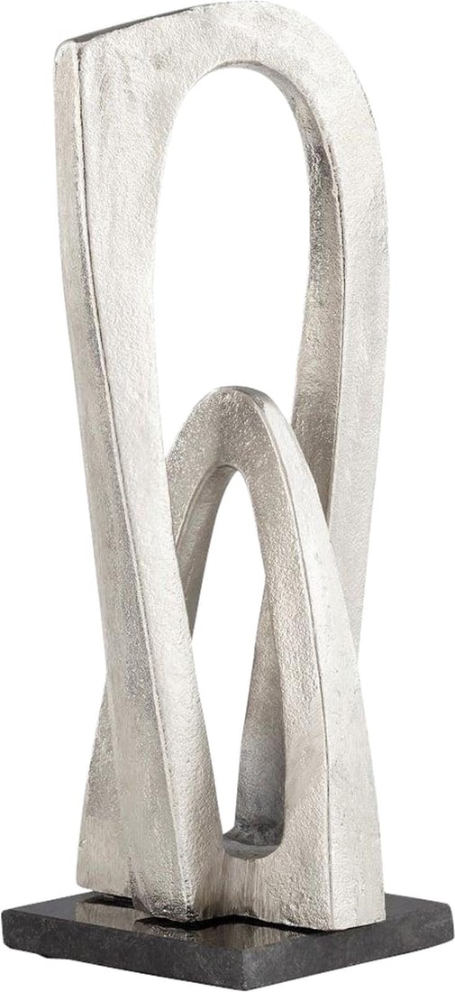 Cyan Silver Double Arch Aluminum Sculpture 14" Tall: Cyan Silver Double Arch Aluminum Sculpture 14" Tall This exquisite Traditional Style Silver Double Arch Sculpture combines elegance with contemporary design. Crafted from durable aluminum, this sculpt