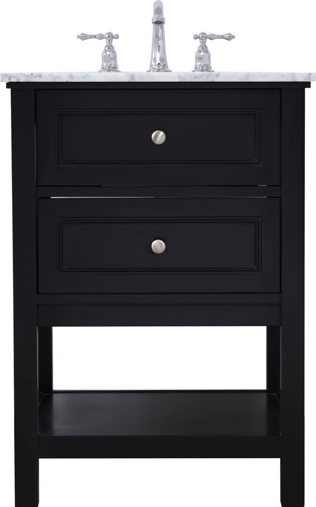 Elegant Lighting 24 Inch Black Contemporary Bathroom Vanity Set: Elegant Lighting 24 Inch Black Contemporary Bathroom Vanity Set Enhance your bathroom with this stylish Contemporary Black Bathroom Vanity Set. Crafted from solid wood, this vanity features a sleek br