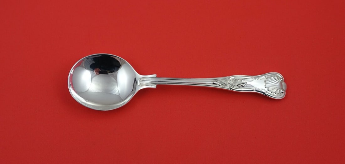 Roberts and Belk Kings Sterling Silver Cream Soup Spoon 7 Inch: Roberts and Belk Kings Sterling Silver Cream Soup Spoon 7 Inch This exquisite cream soup spoon is part of the Kings pattern by Roberts and Belk, crafted from high-quality sterling silver. Measuring a