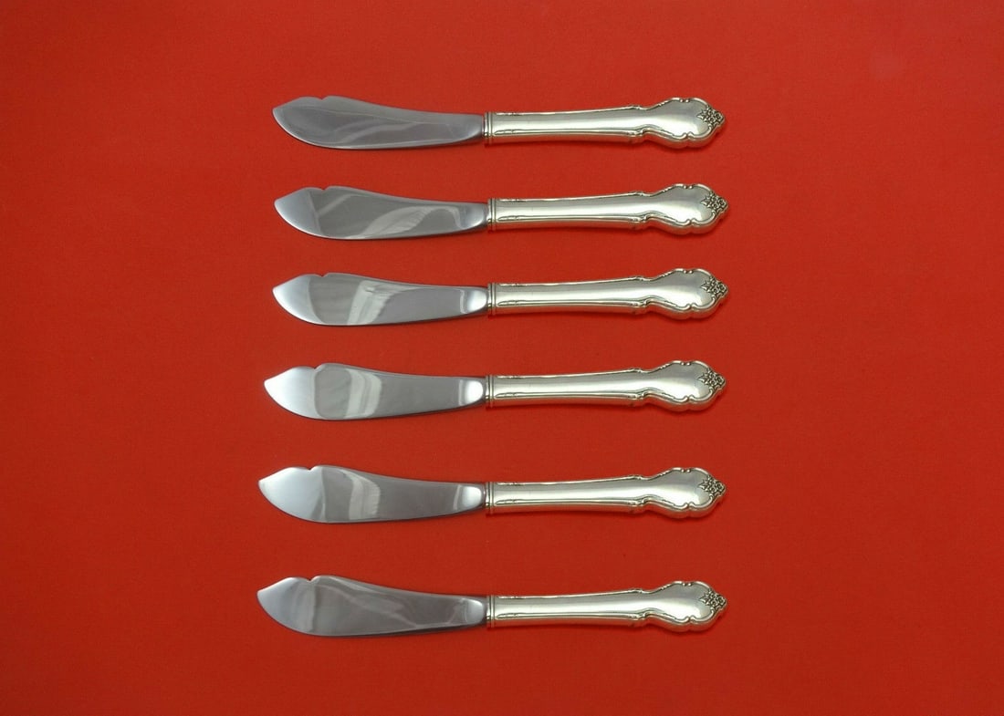 International Sterling Silver Breton Rose 6pc Trout Knife Set: International Sterling Silver Breton Rose 6pc Trout Knife Set Enhance your dining experience with this exquisite 6-piece Trout Knife Set from International's Breton Rose pattern. Crafted from sterling