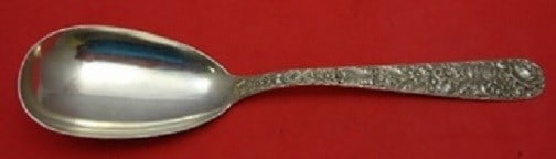 Kirk Repousse Sterling Silver Ovoid Berry Spoon 9.5 Inch Antique: Kirk Repousse Sterling Silver Ovoid Berry Spoon 9.5 Inch Antique This exquisite berry spoon from Kirk features a stunning Repousse design, crafted in high-quality sterling silver. Measuring 9 1/2 inch