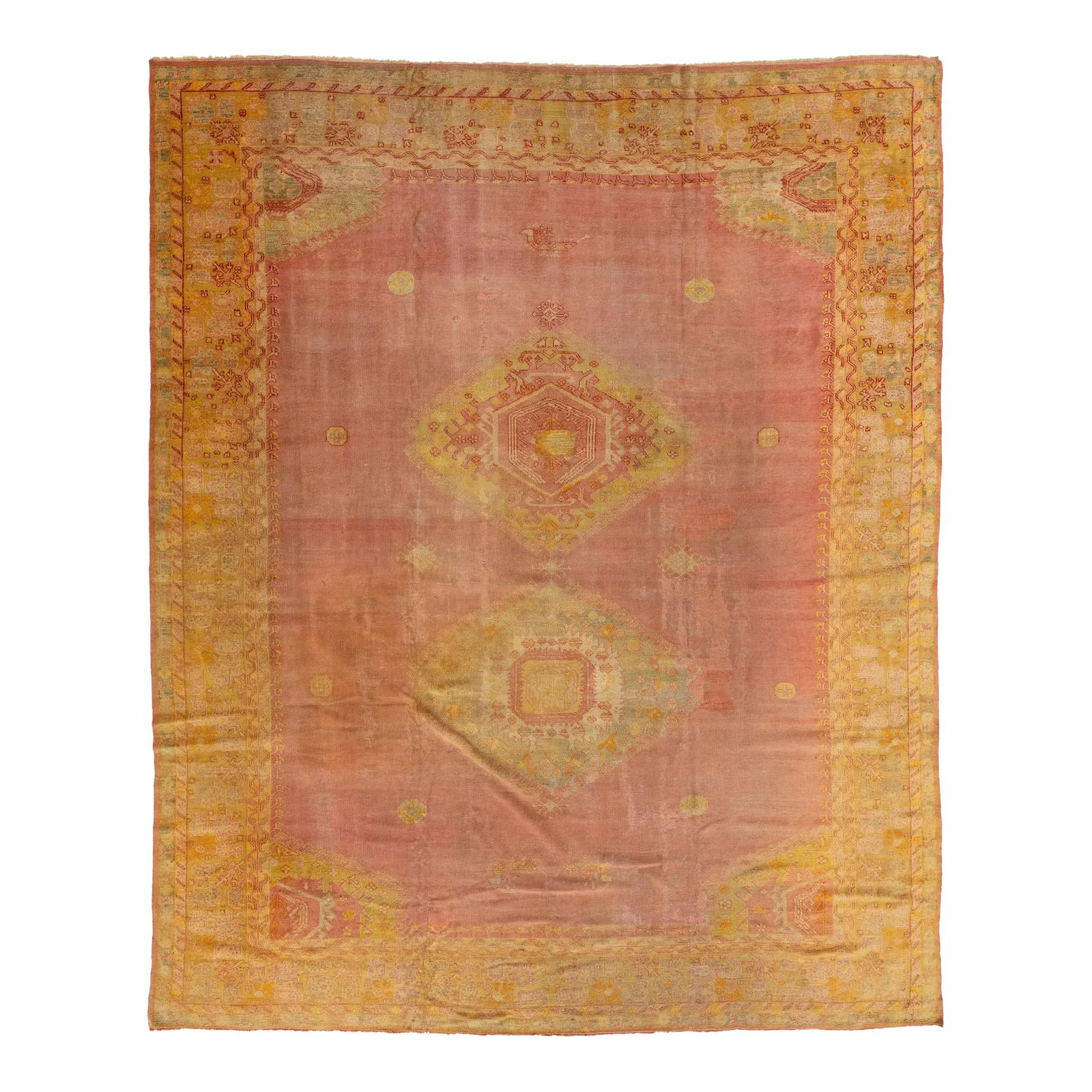 Antique Turkish Oushak Wool Rug Handmade Terracotta 11'7 x 14'2 (1 of 10)