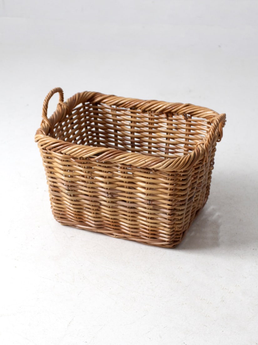 Vintage Handwoven Wicker Storage Basket with Side Handles (1 of 11)