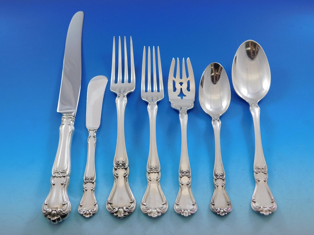 Gorham Buckingham Sterling Silver Flatware Set for 8 61 pcs with Storage Chest: Gorham Buckingham Sterling Silver Flatware Set for 8 61 pcs with Storage Chest Elevate your dining experience with this exquisite Buckingham by Gorham Sterling Silver Flatware Set, designed for servic