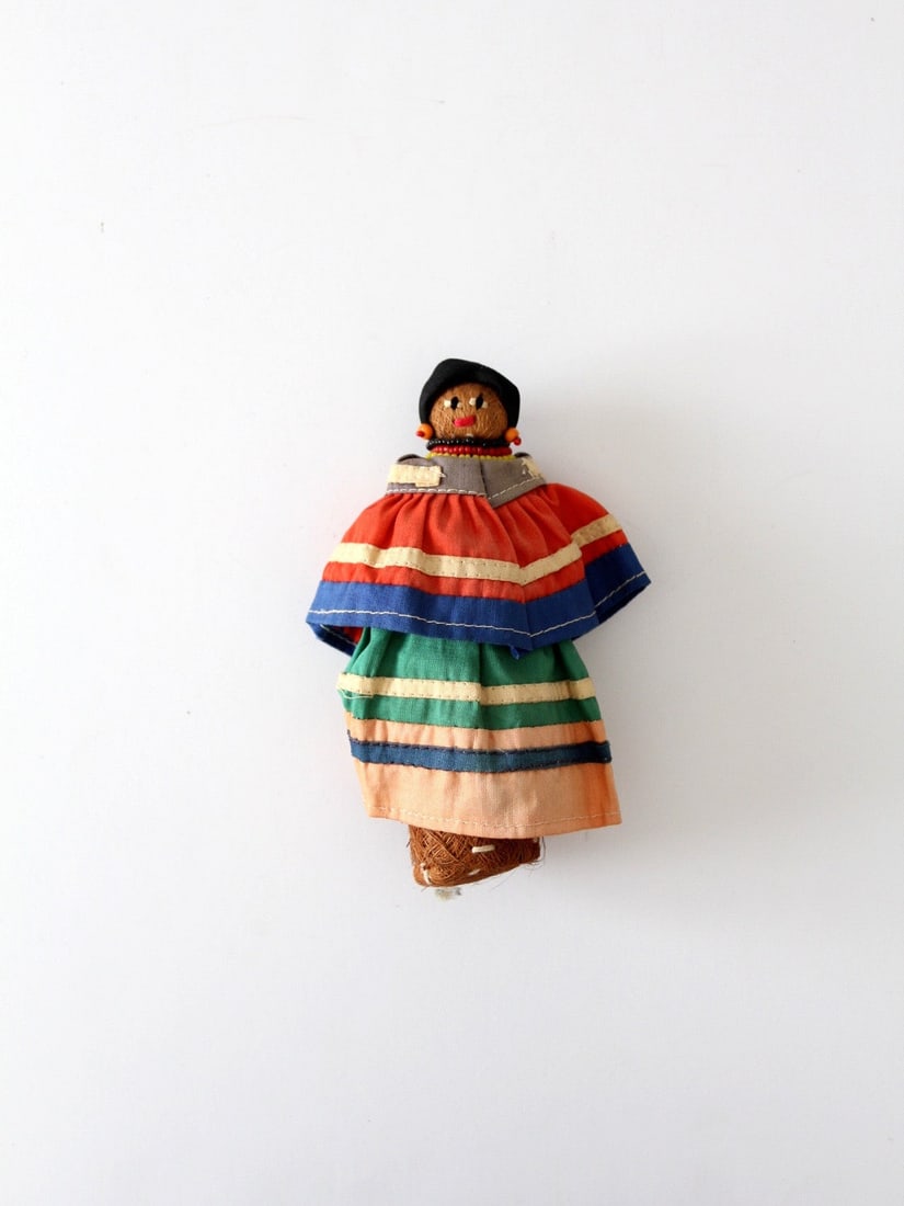 Vintage Seminole Native American Doll in Patchwork Cotton Dress (1 of 5)